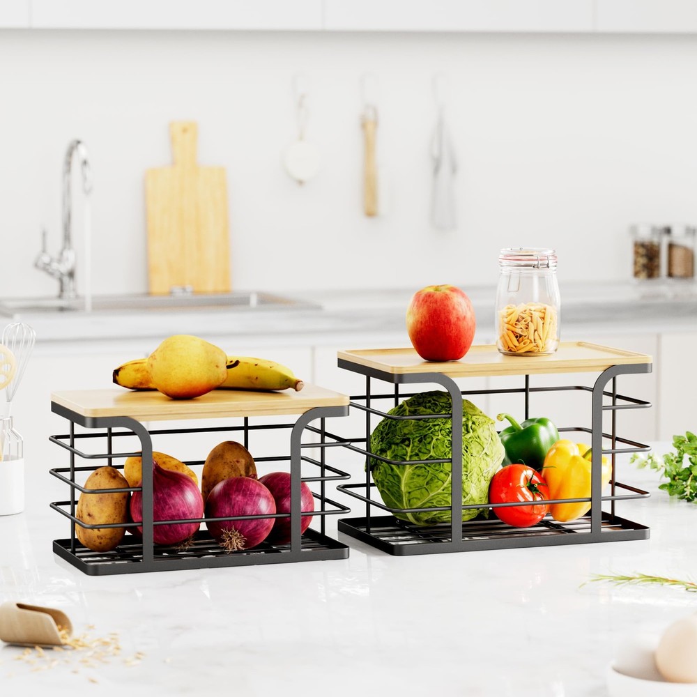 2 Pack Stackable Storage for Kitchen Laundry Pantry Organizers,Trash Bag Hold...