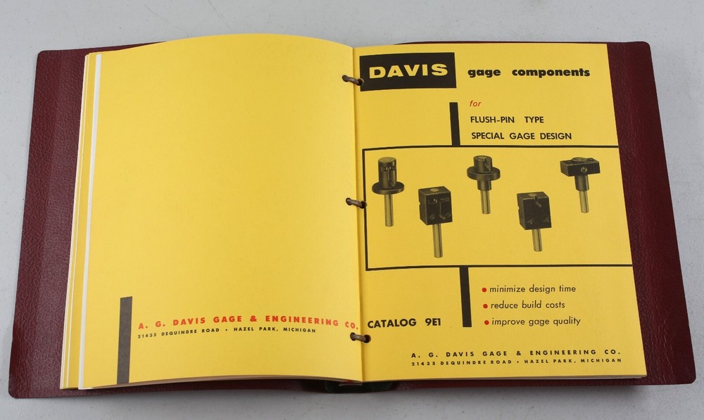 Vintage Davis Gage Components Catalogs Binder Process Design Engineering