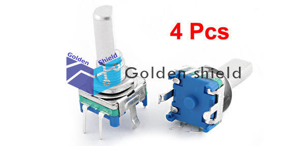 4Pcs 5 Terminals 20 Detents Points 360 Degree Rotary Encoder w Push Button