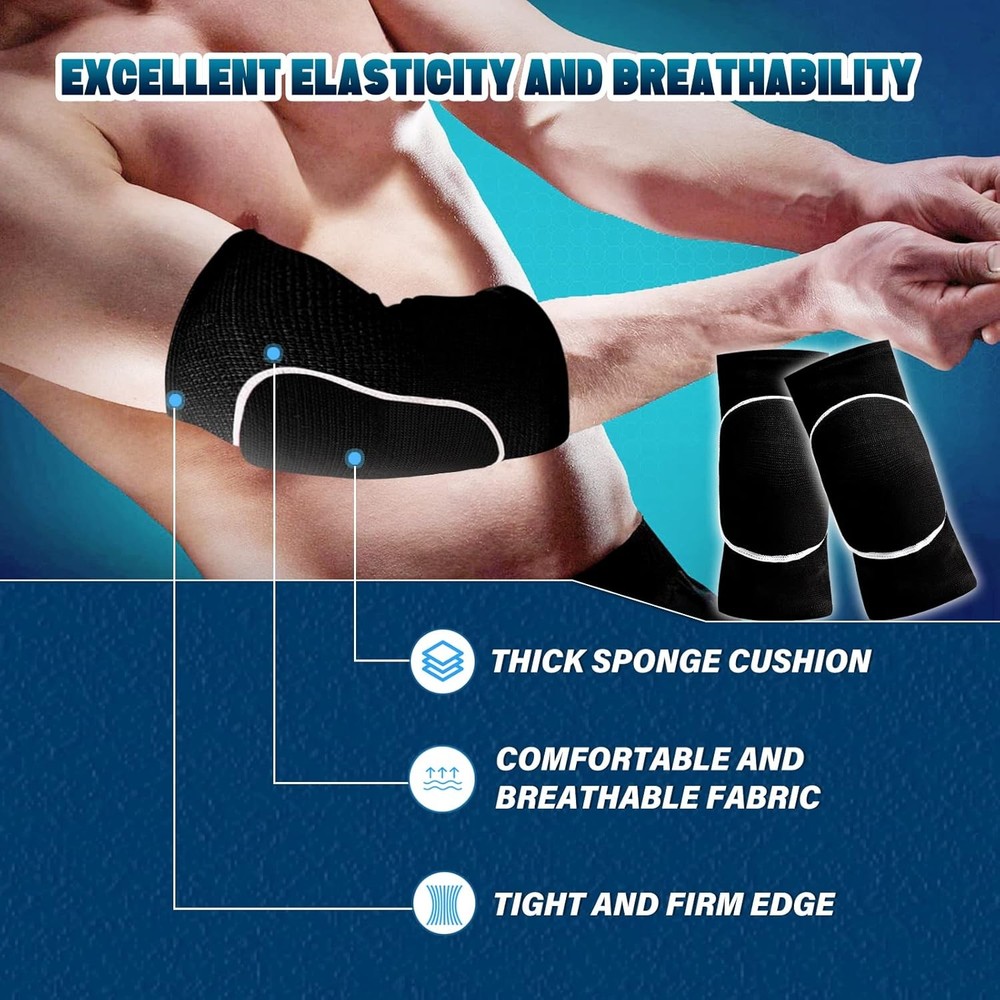 A Pair Elbow Pad, Breathable Adjustable Support for Men One Size, Black