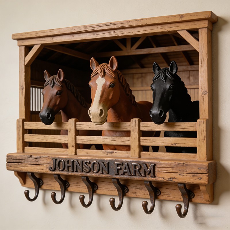 Custom-made ranch and stable-themed wall hooks key holder