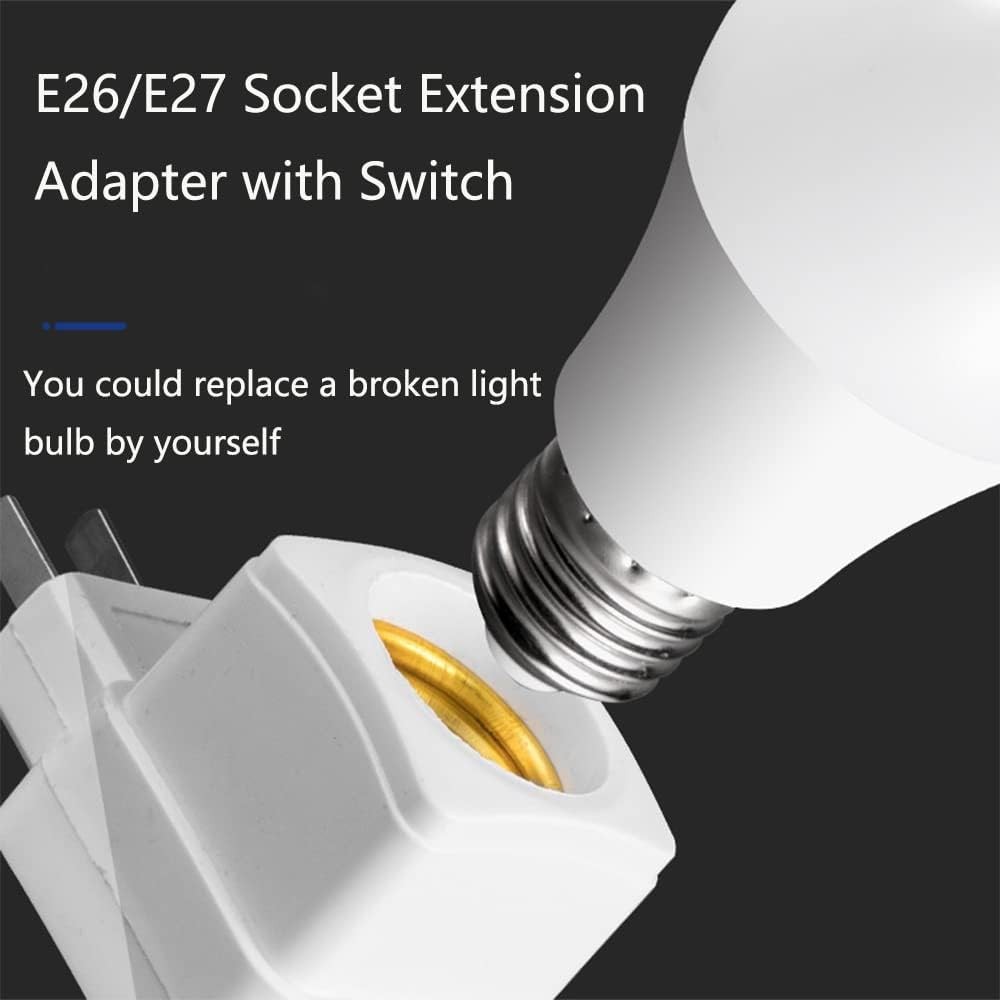 E26/E27 Socket Extension Adapter With Switch - Plug-in Light Bulb Socket...