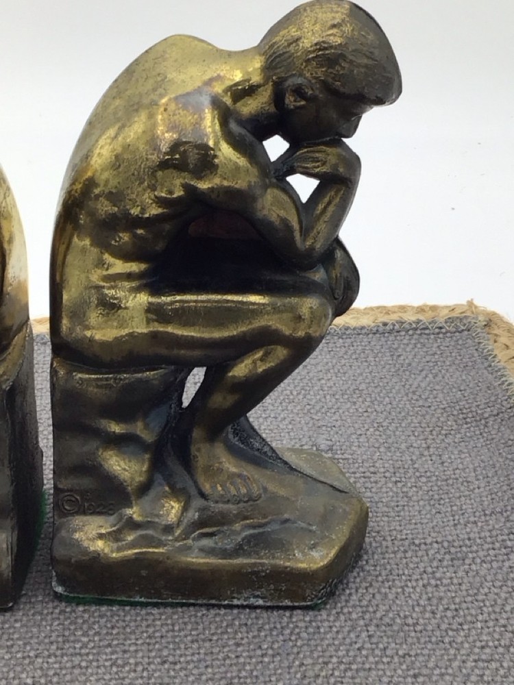 Vintage Brass "The Thinker" Bookends
