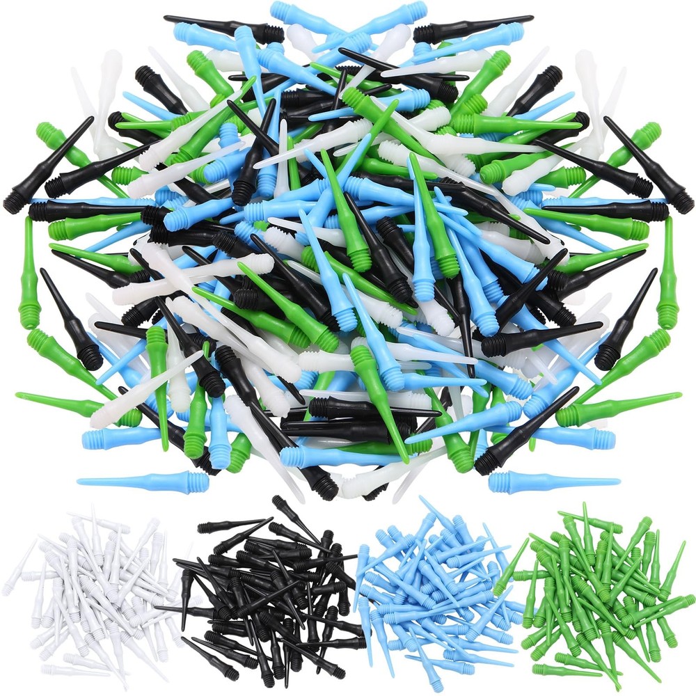 VioraWhite 200 Pack 2BA Thread Soft Tip Dart Points Plastic Multicolor