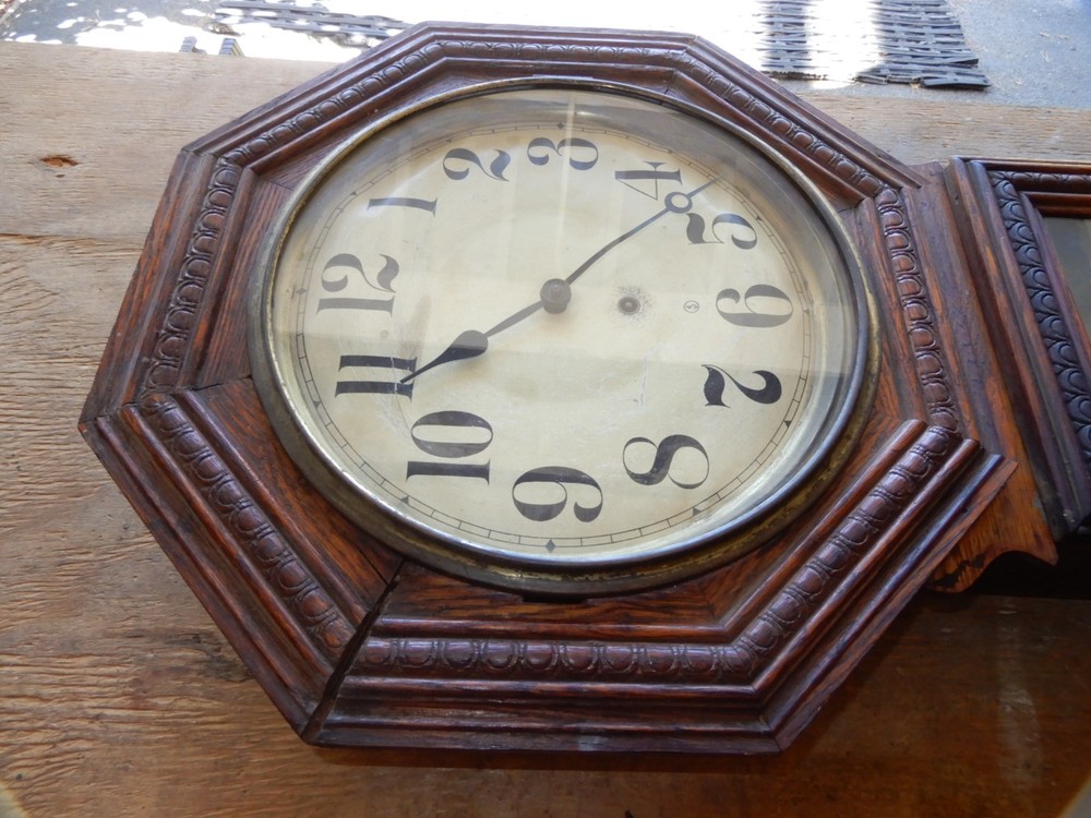 ANTIQUE OAK REGULATOR WALL CLOCK