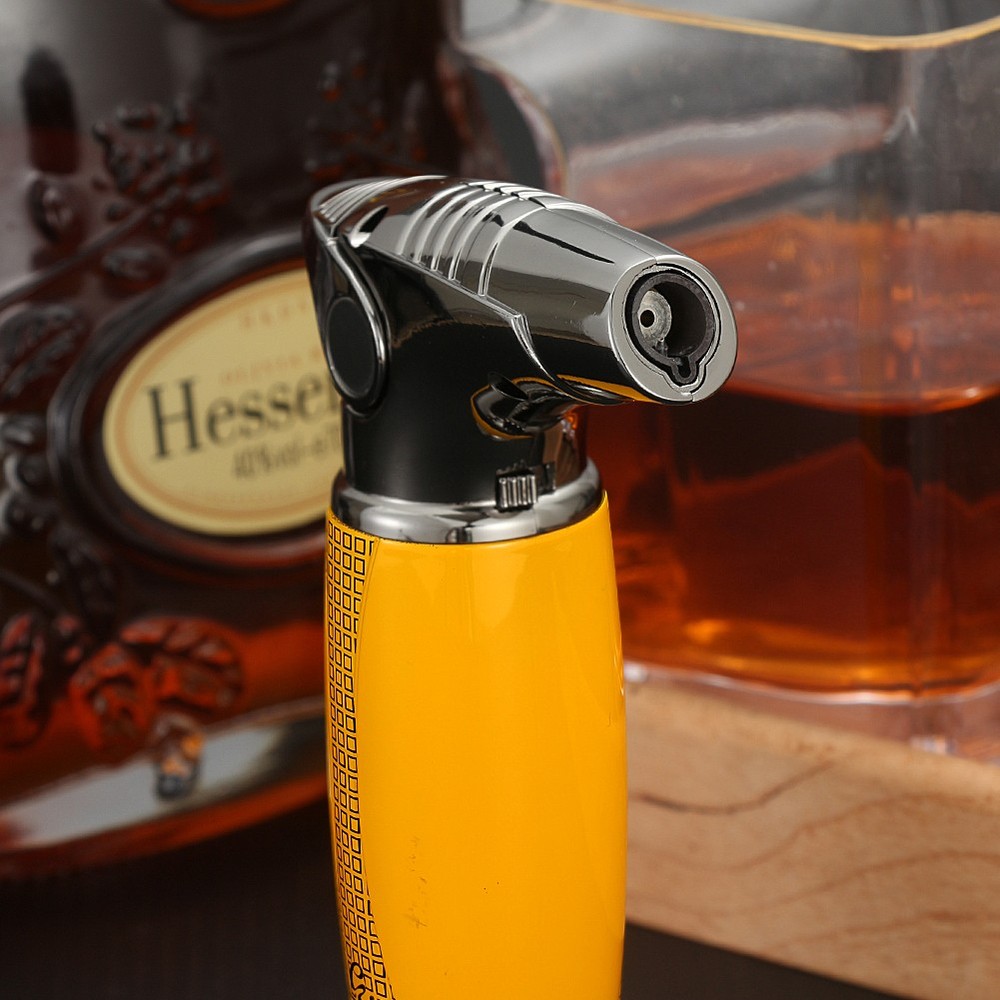 Metal Cigar Lighter Windproof Refillable 1 Jet Flame Torch Gift Box Adjustable