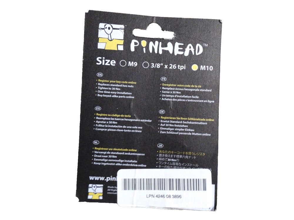 Pinhead Bicycle 10mm Front Wheel Bolt On Axle Lock Nuts With Coded Key