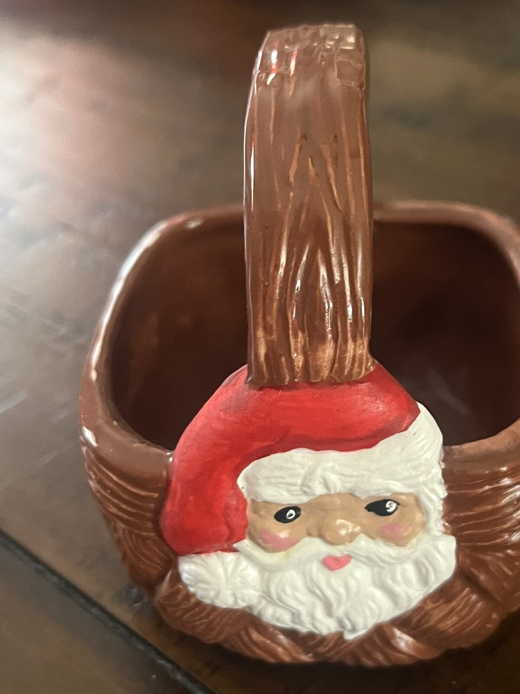 Small Ceramic Basket With Santa