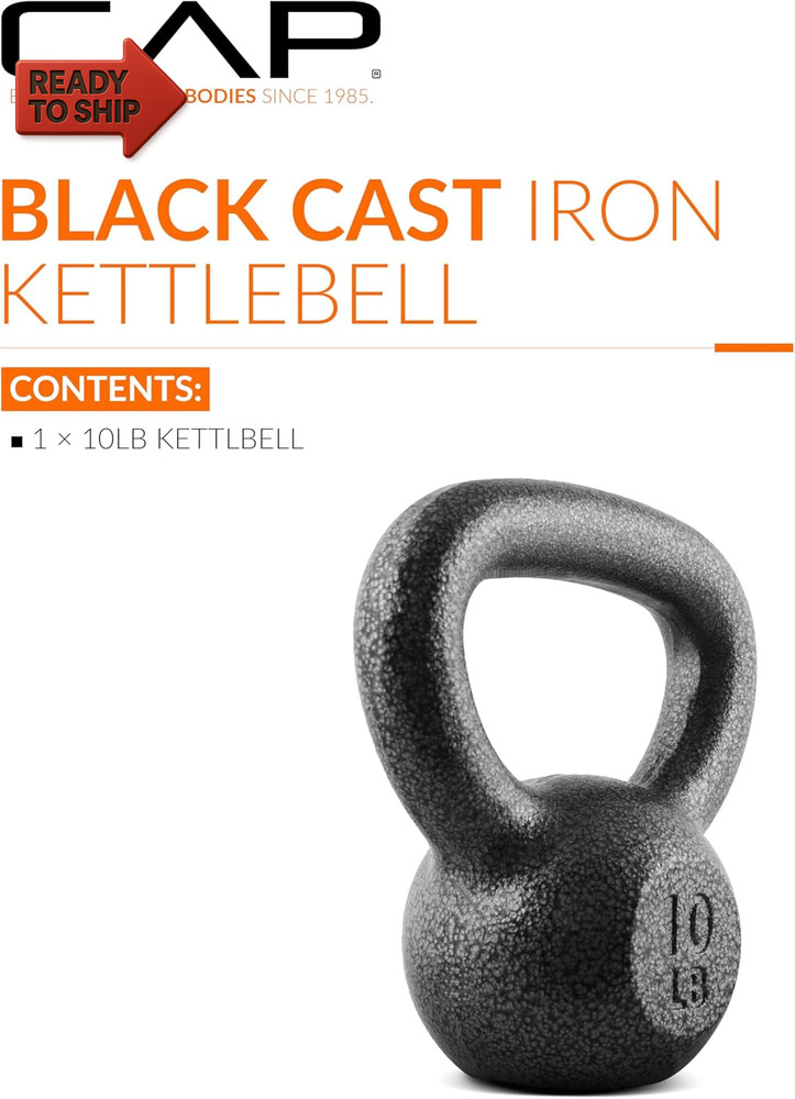 Black Cast Iron Kettlebell Single or Set | 10-80 Lbs