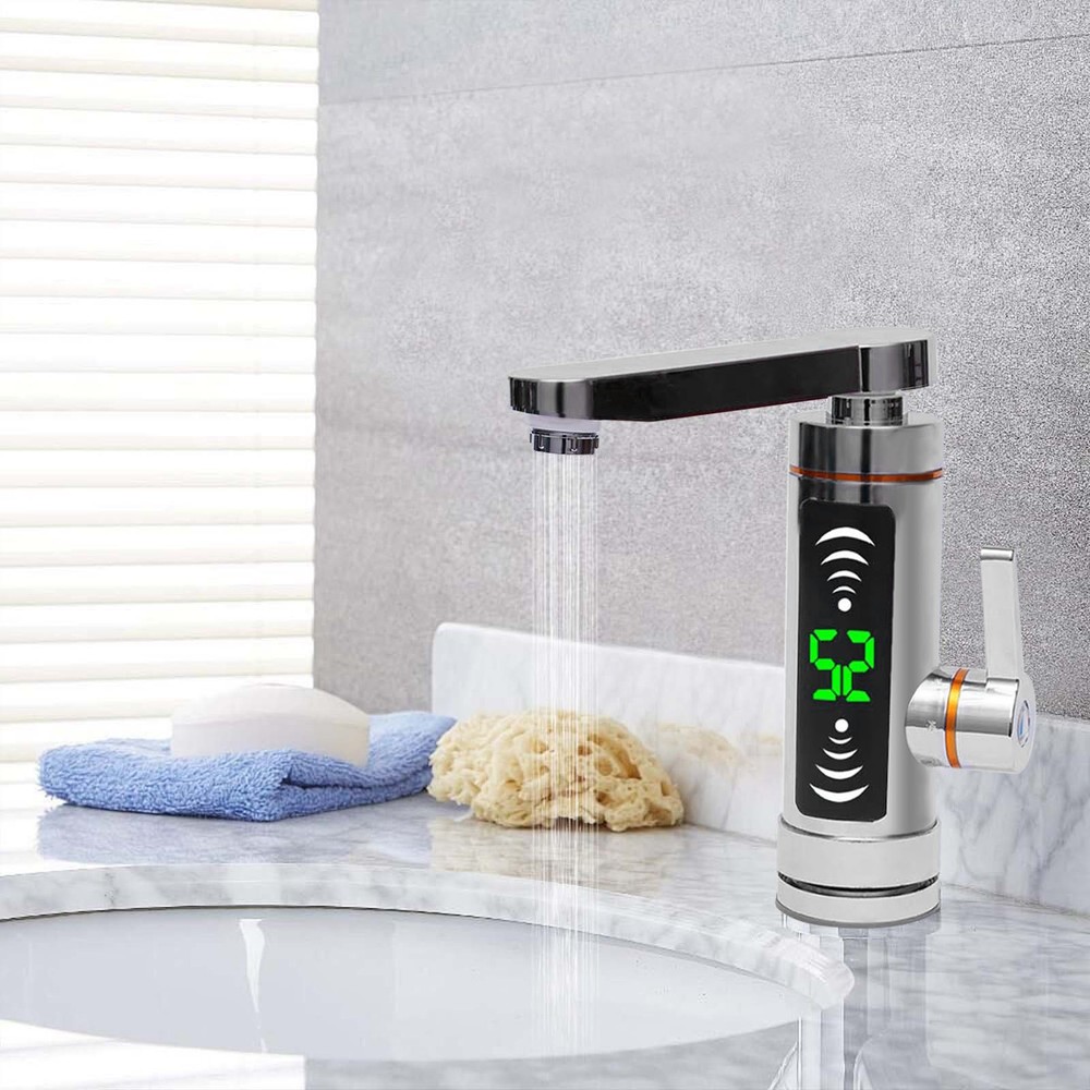 110V Electric Instant Hot Water Heater Shower Kitchen Tap Faucet Digital Display