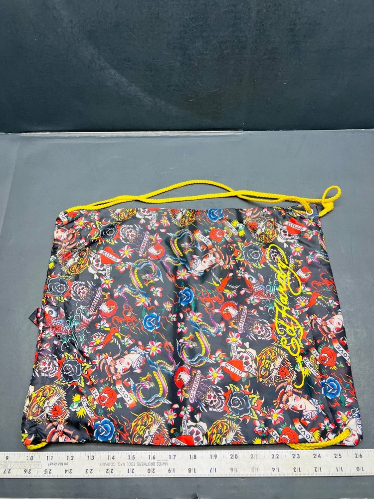 ed hardy nylon drawstring backpack love kills slowly