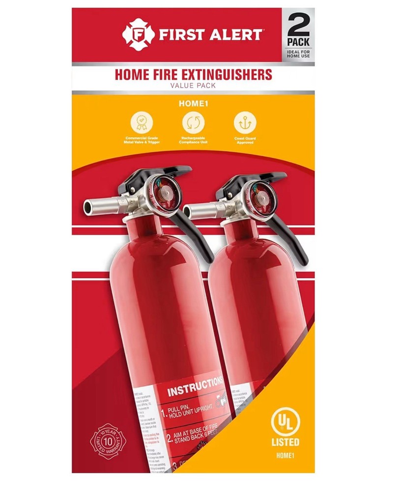 First Alert Home1-2, Standard Home Fire Extinguisher Red 2PACK