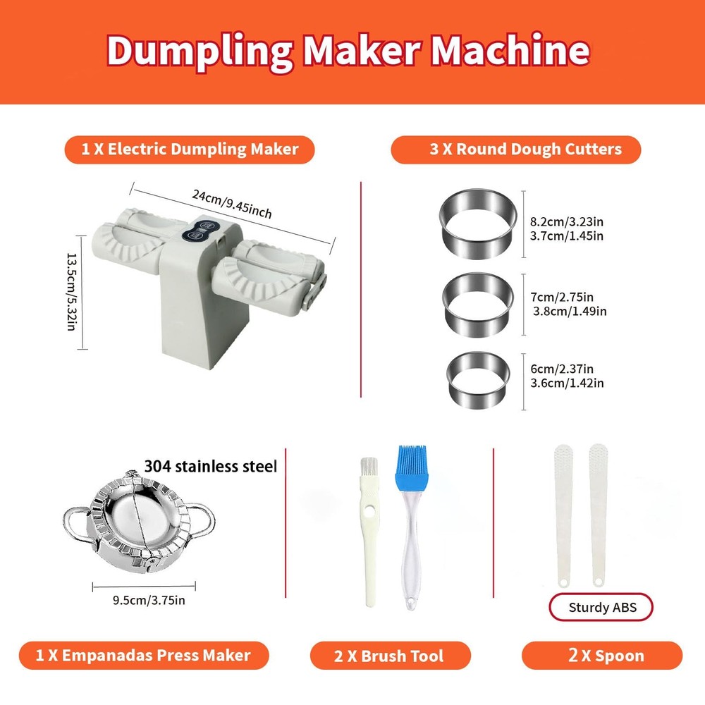 Electric Dumpling Maker Machine, Double Head Automatic Electric Dumpling Mach...