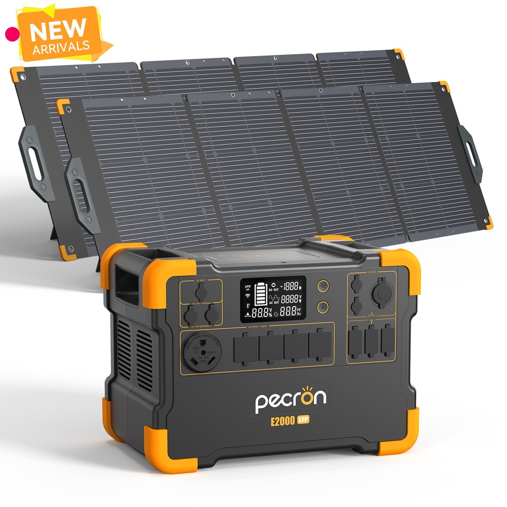 PECRON E2000LFP 1920Wh Portable Power Station with 2*200W Solar Panels Kits