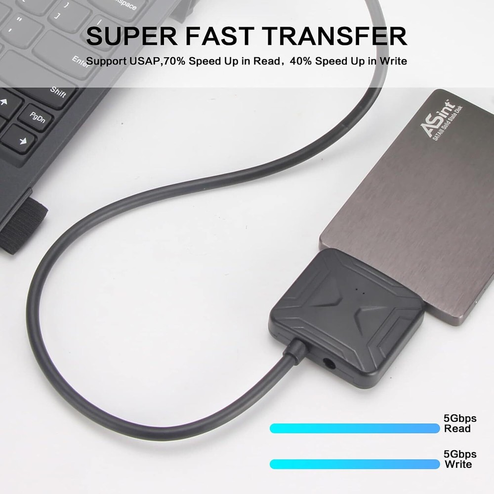 USB 3.0 to SATA External Hard Drive Reader 2.5" 3.5" HDD SSD Power adapter cable
