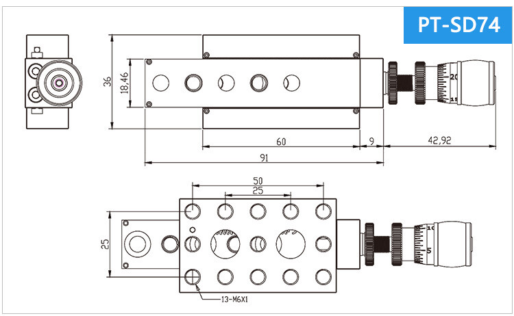 Single Axis Displacement Translation Platform High-Precision Manual Linear Stage