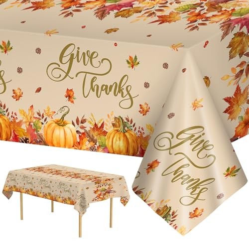 3 Pcs Thanksgiving Tablecloth Disposable - Fall Table cloth, Give Thanks