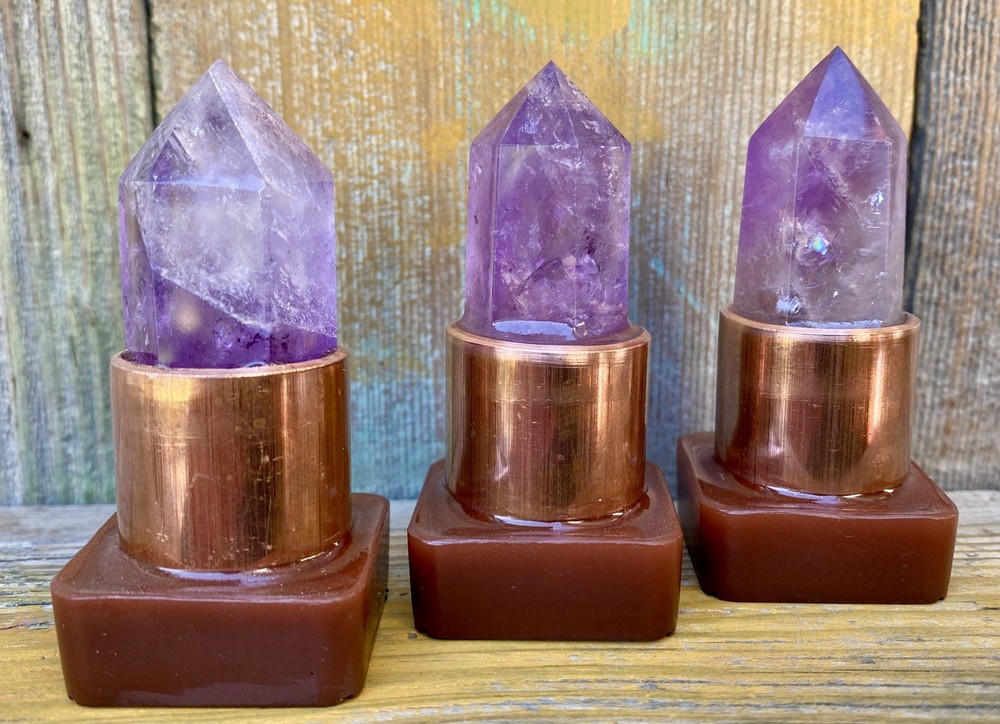 Orgone Mini Cloudbuster Set Amethyst Scepter Point Copper Pipe