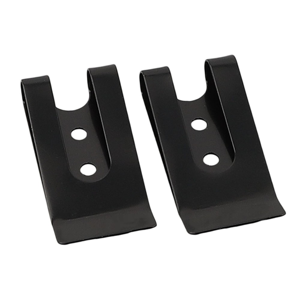 Practical Belt Clip Hook Securing Clip 2pcs Black Coated Finish Flat Base
