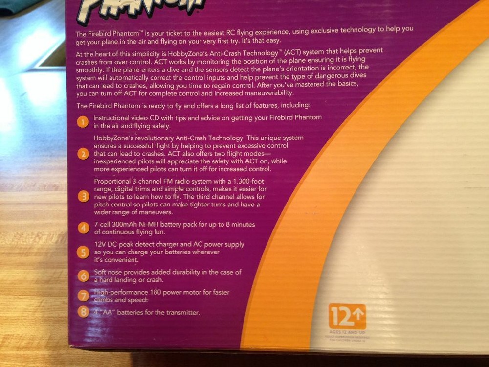 Hobbyzone Firebird Phantom RC Pusher Glider Airplane - RTF Version With ACT