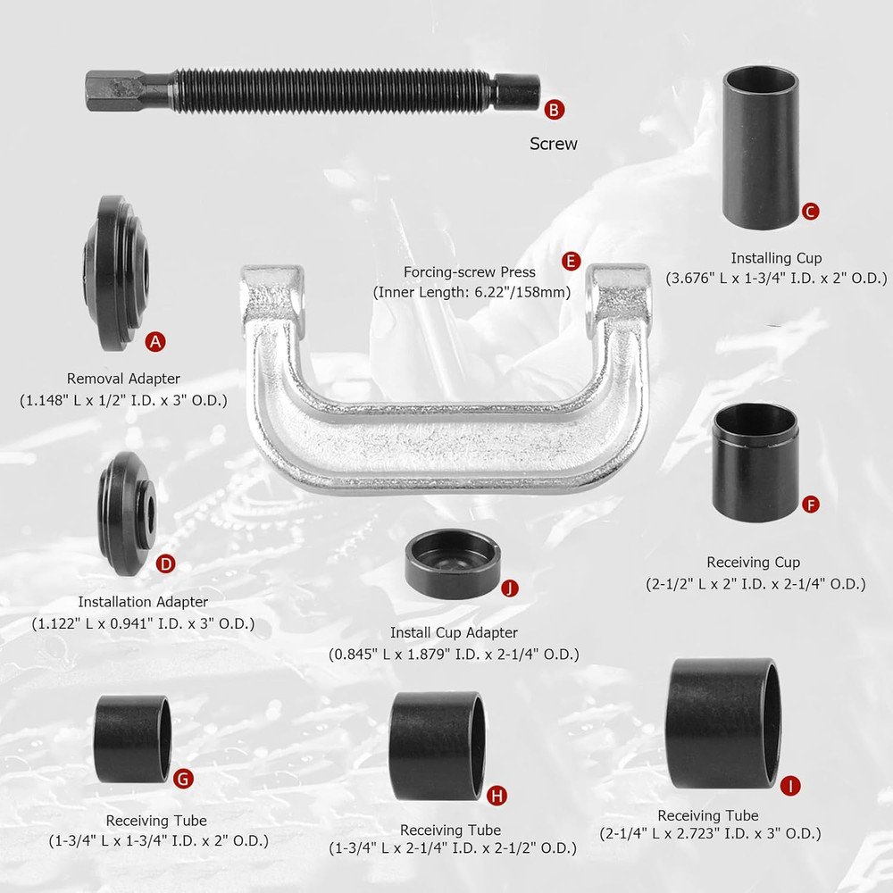 Ball Joint Press U-Joint Removal Tool Bundle Blind Hole Collet Bearing Puller Se