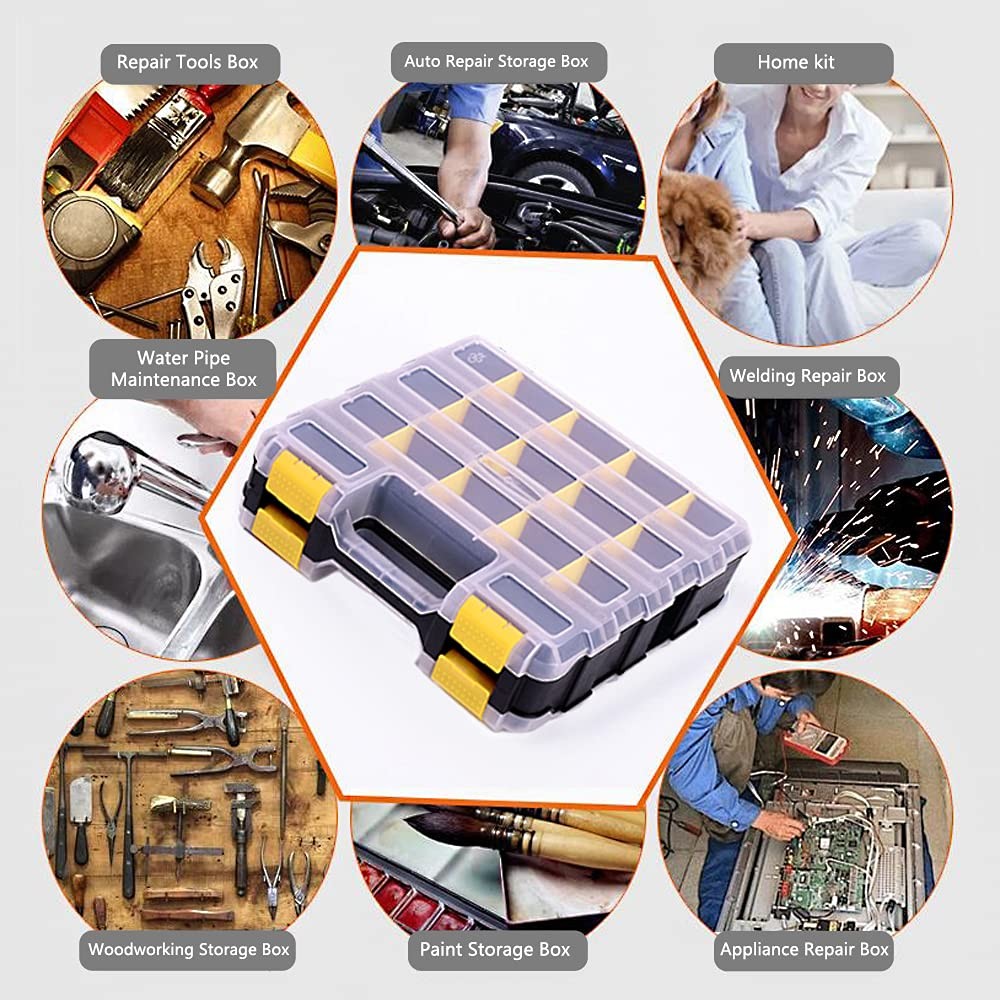 Tools Organizer Box Small Parts Storage 34-Compartment 1 PACK, Yellow