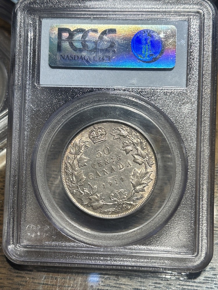 PCGS AU50 1919 Canada 50 Cent Silver Half Dollar