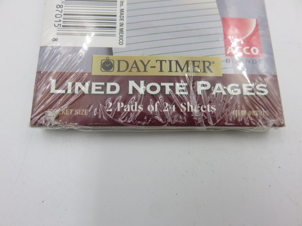 Day-Timer 87015 Lined Note Pages Pocket 2 Pads 24 Sheets Planner Refill