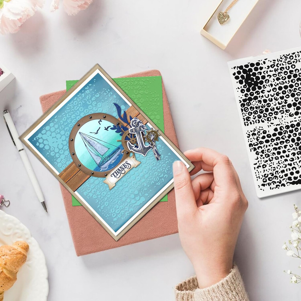 Water Drop Plastic Embossing Folder for Card Making, 3D Textured Dots DIY Craft