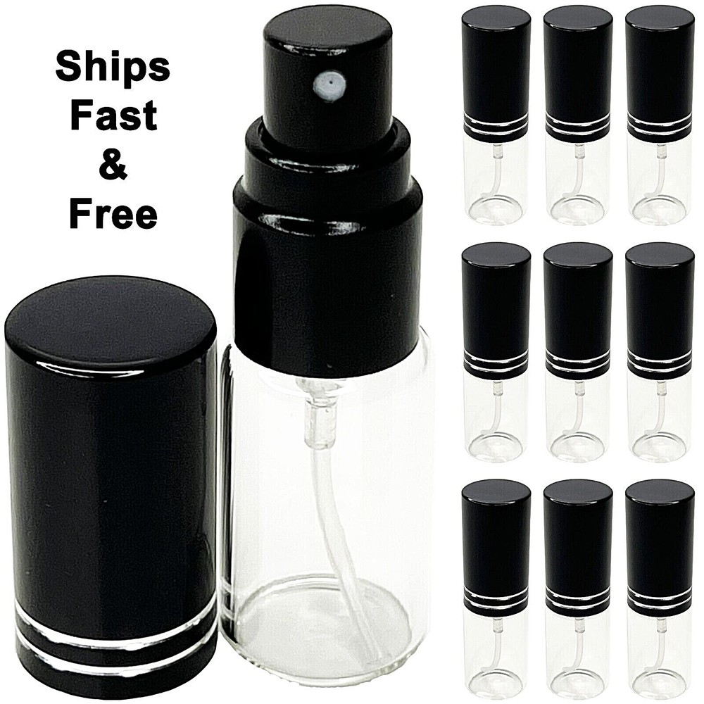 5ml 0.17oz Empty Perfume Glass Bottles Spray Decants Black Atomizers Refillable