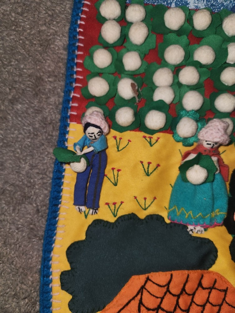 Arpilleras/3D Patchwork Little Doll Peruvian Folk Art Textiles Wall Art