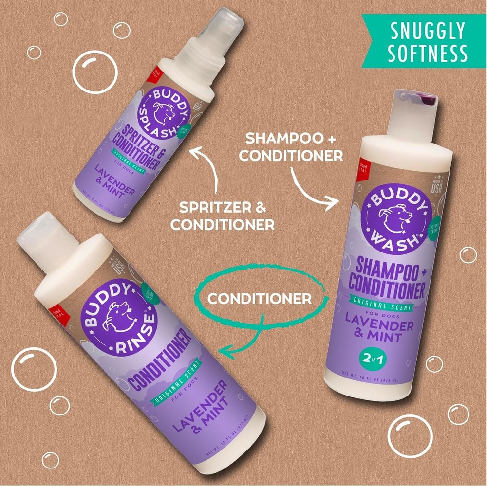 Buddy Rinse Conditioner - Lavender & Mint, 16 oz - Deep Conditioning for Dogs