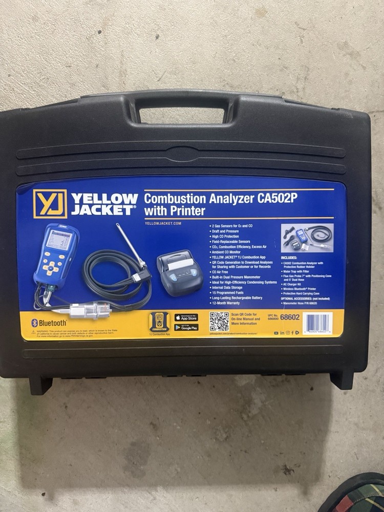 Yellow Jacket CA502P Combustion Analyzer with Printer O2 & CO Analysis