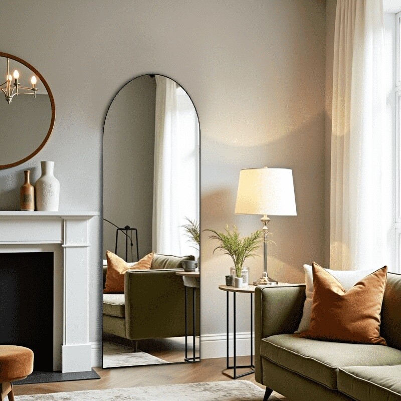 Arched Full Length Floor Mirror HD Imaging Adjustable Standing Wall Mount Mirror