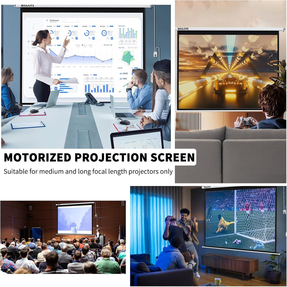 Motorised Projector Screen 100" - 4:3 Electric Projector Screen Wall/Ceiling Mou