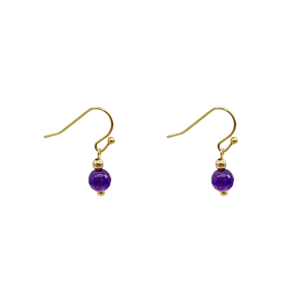 handmade earrings, gold  Plated Hook and Amethyst
