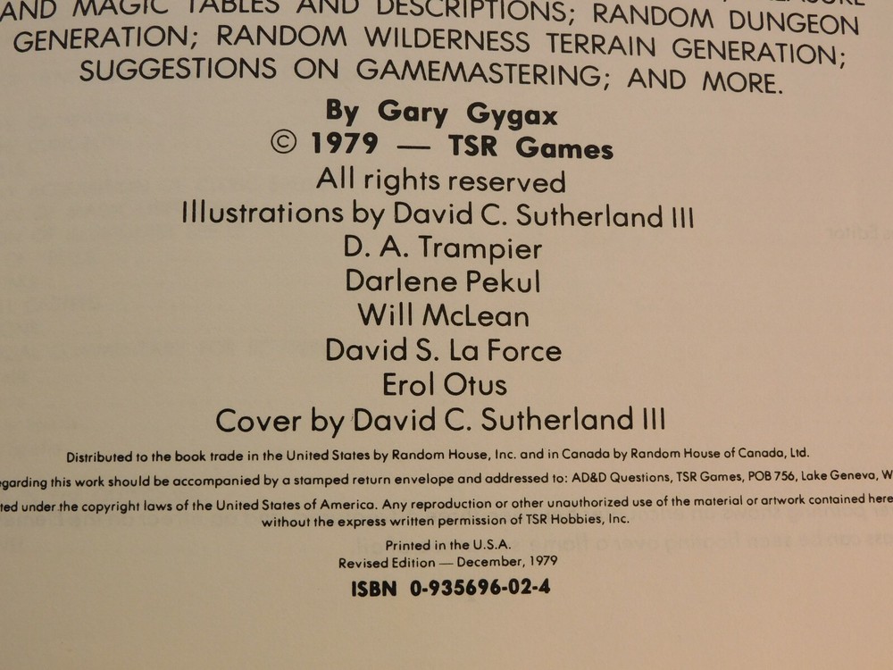 Original Dungeons and Dragons Dungeon Masters Guide from 1979!