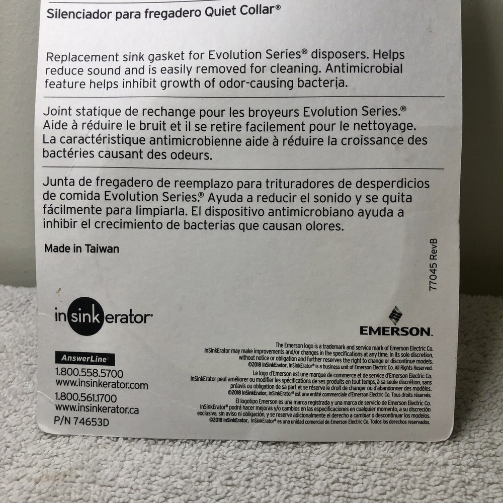 NEW InSinkErator QCB-AM Evolution Series Quiet Collar Sink Baffle Waste Disposer