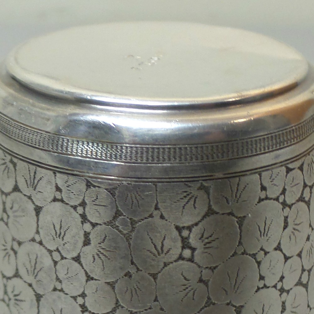 UNUSUAL ANTIQUE GERMAN .800 SILVER ENGRAVED BEAKER, dated 1902