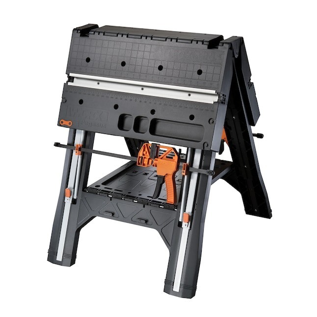 WORX Pegasus Work Table 25'' Portable Folding Workbench Black Orange