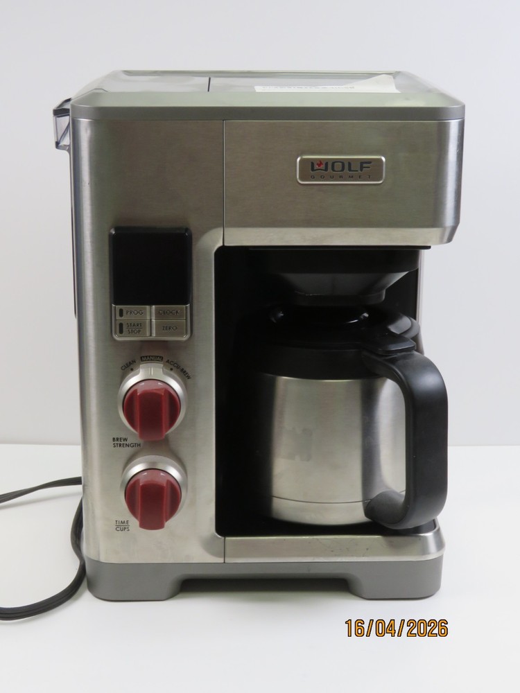 Wolf Gourmet Programable Coffee Maker WGCM100S Auto Drip System Red Knobs [G6]