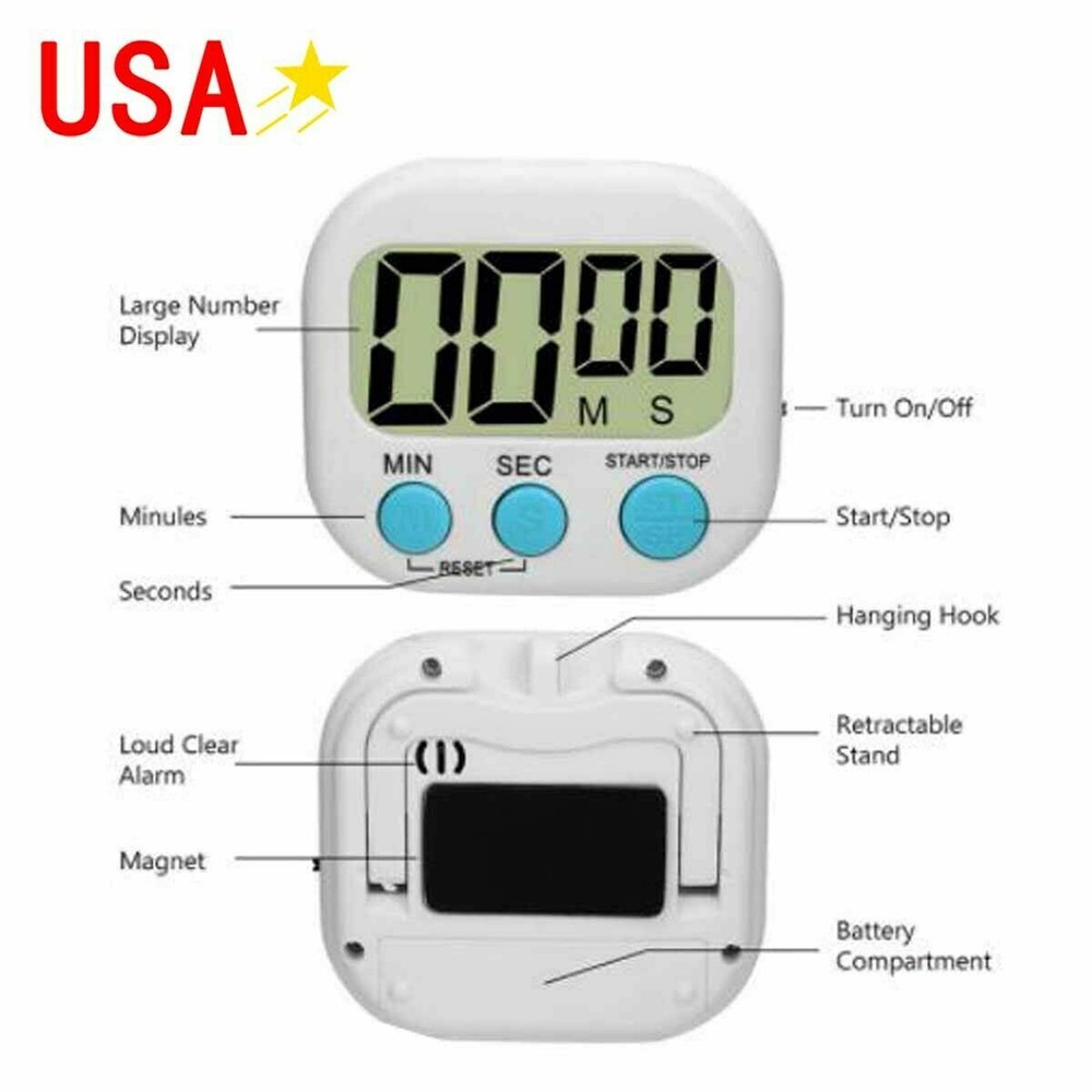 Digital Electronic Kitchen Magnetic Timer Baking Cooking LCD Precision Timer