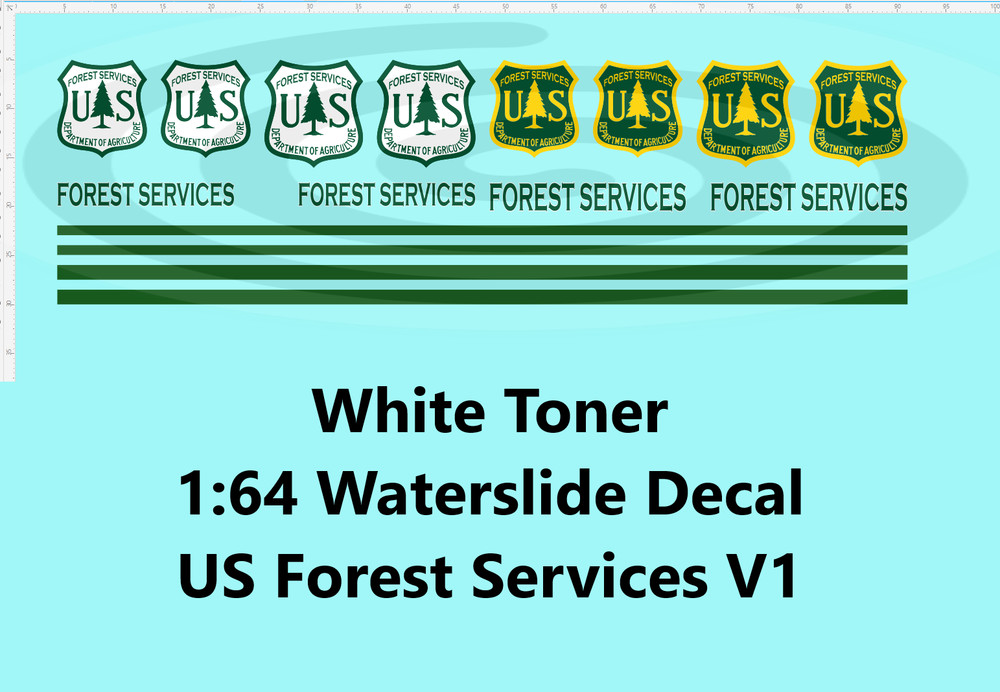 White Toner 1:64 Waterslide Decal US Forest Services V1