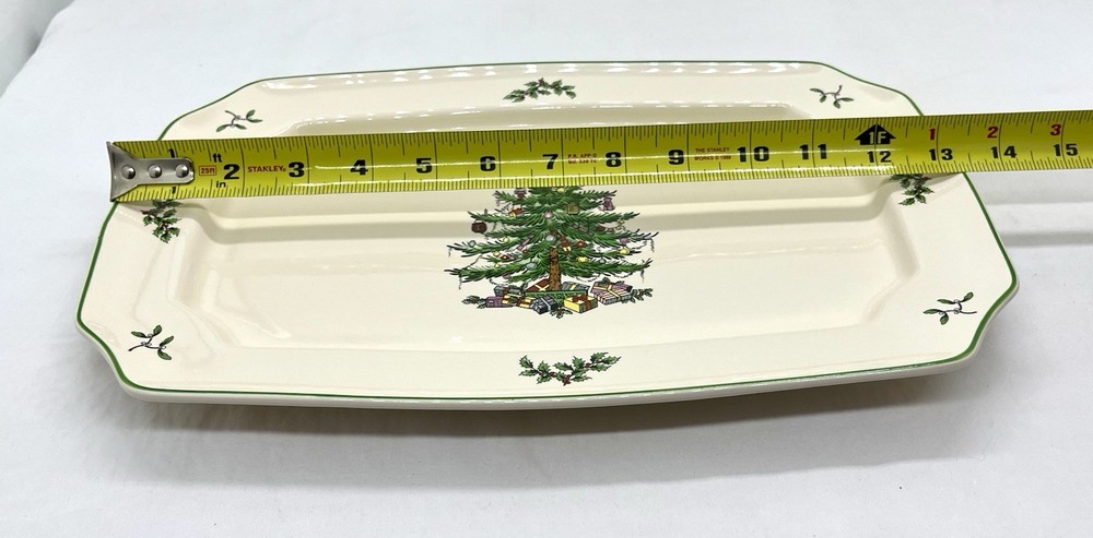 Spode Christmas Tree Rectangular Platter Set of 2 15.25” & 13.5” New In Box