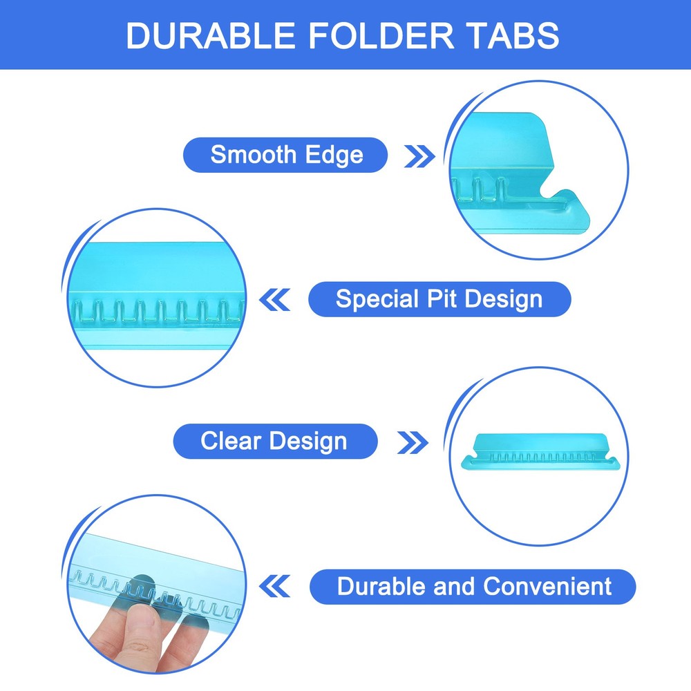 Hanging File Folder Tabs, 4 Inch File Folder Tabs and Inserts, Blue, 150 Pcs