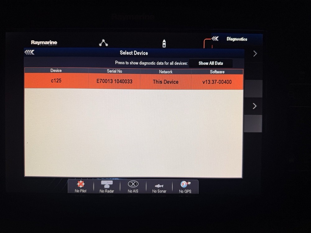 Raymarine c125 Mfd Chartplotter Display - Suncover Power Cable