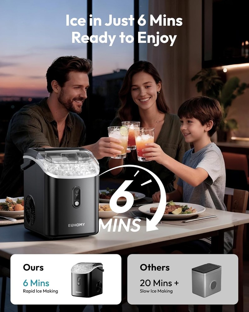 Nugget Ice Maker 38 lbs Day Black