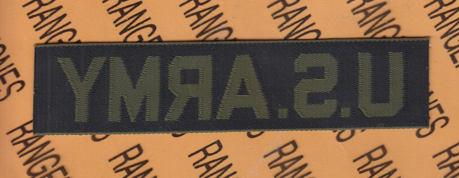 US Army OD Green & Black Nylon Name tape cloth 4.75" patch NOS