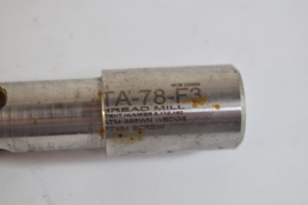 Advent Thread Mill 01-TA-78-F3 MULTI FLUTE REPLACEABLE THREAD MILL ASSEMBLY 4''