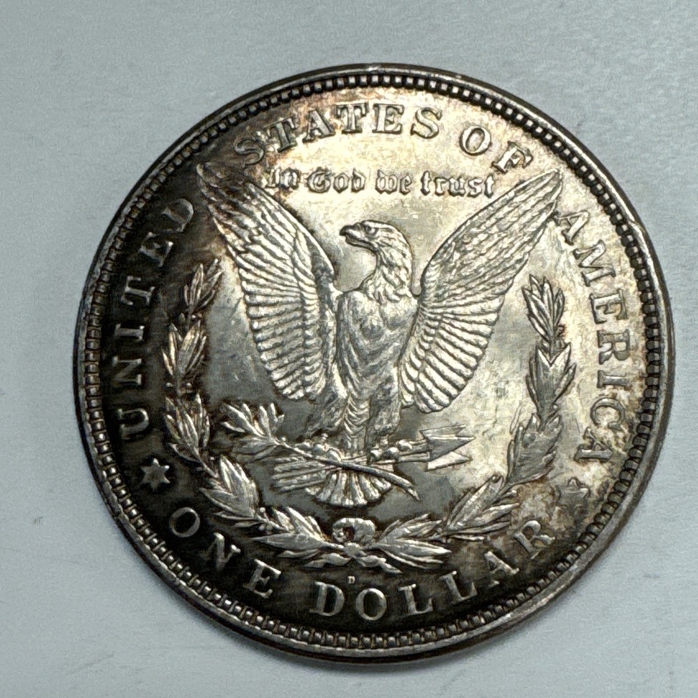1921-D $1 Morgan Silver Dollar Uncirculated Rainbow Toning